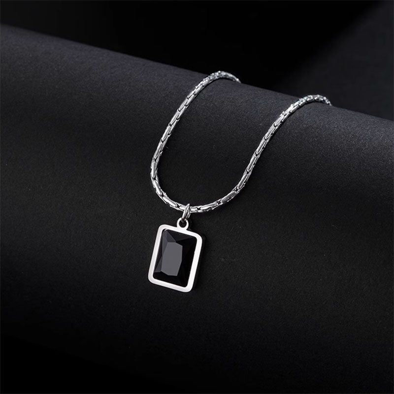 Black Square Pendant Necklace