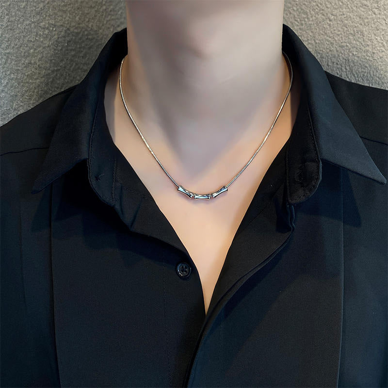 Silver Bamboo Link Necklace