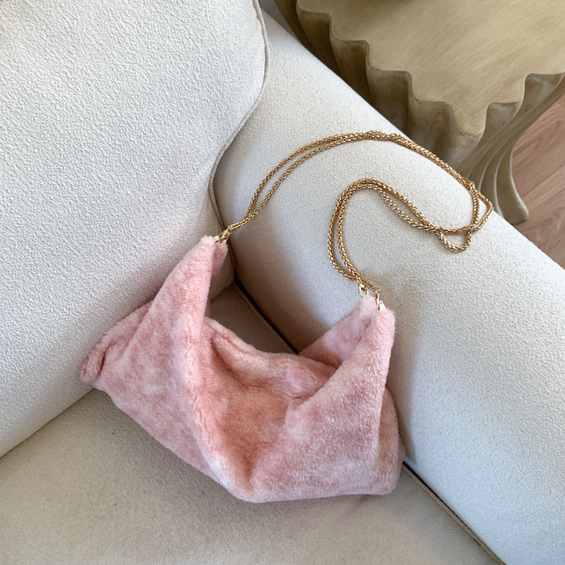 Trendy Fluffy Dumpling Shoulder Bag with Chain