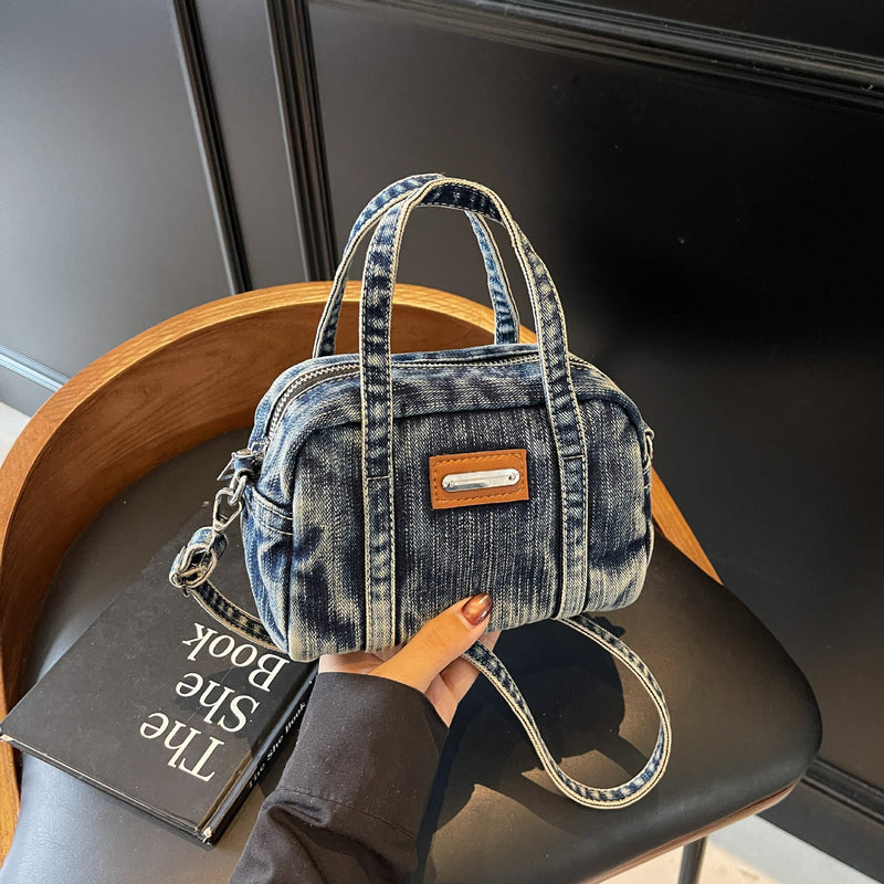 Denim Small Square Messenger Bag Female Portable Pillow Bag