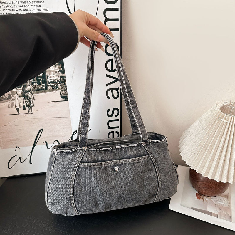 Denim Large-Capacity Armpit Bag, Old-Ed Shoulder Bag, Casual Commuter Light Travel Bag