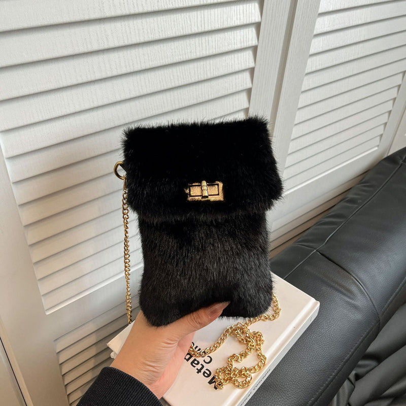 Small Square Plush Messenger Bag for Phone