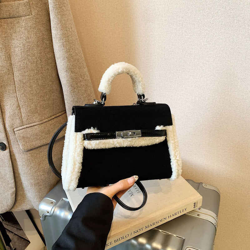 Retro Splicing Kelly Bag for Women - Light Luxury Shoulder Bag