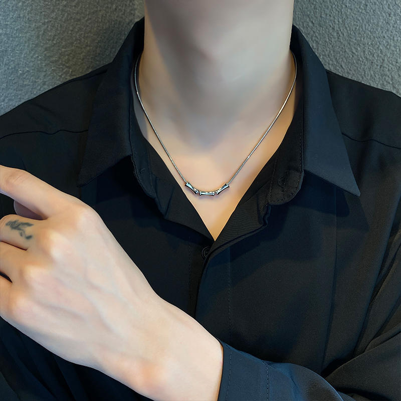 Silver Bamboo Link Necklace