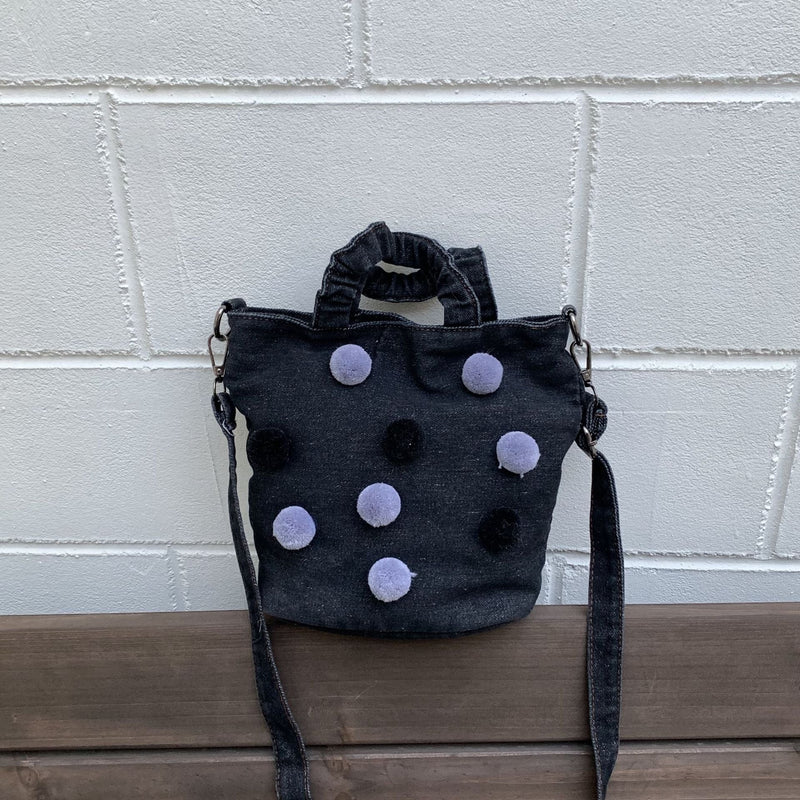 Polka Dot Denim Messenger Bag for Commuting