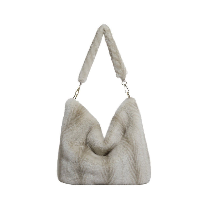 Stylish Large-Capacity Plush Tote Bag for Commute