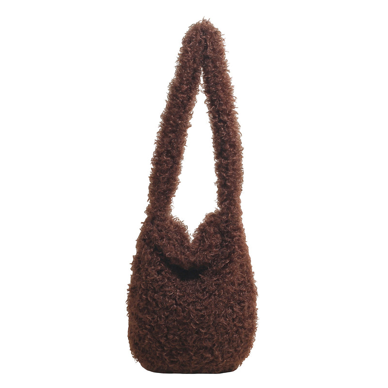 Versatile Plush Bucket Bag Autumn Winter Large Capacity Messenger Bag