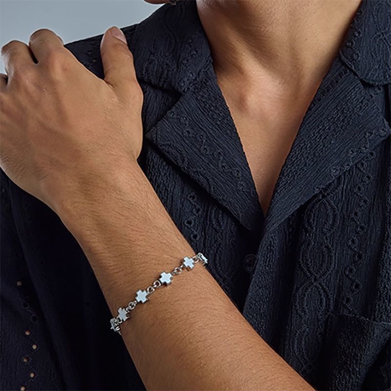 Black and White Cross Bracelet Set