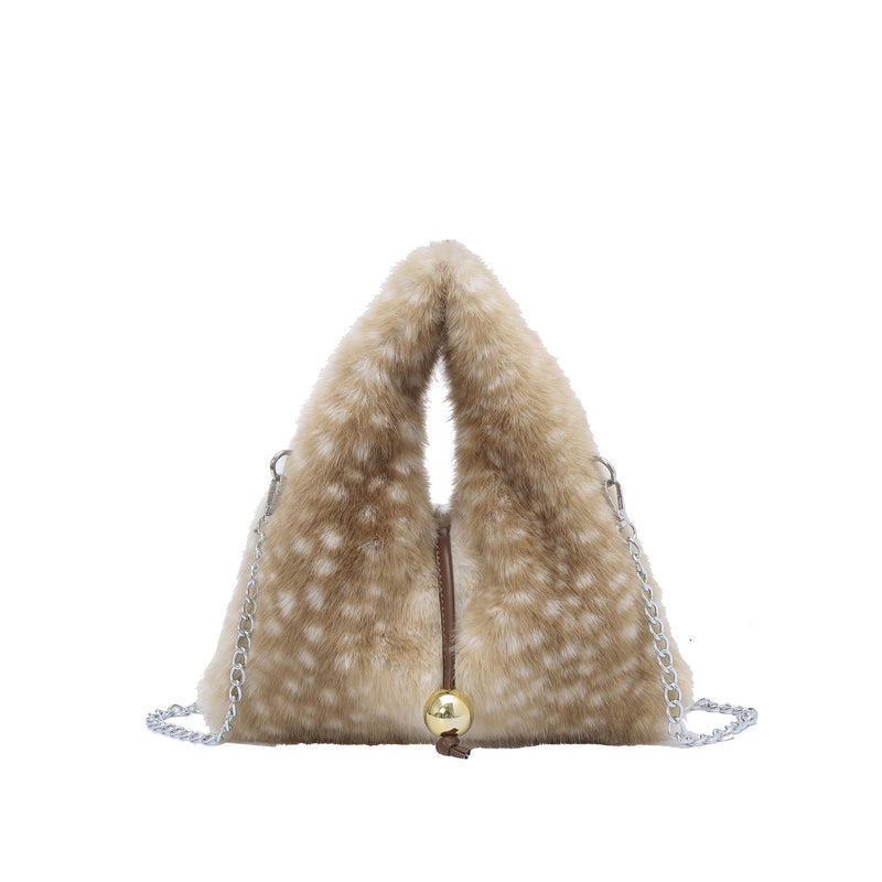 Trendy Plush Chain Shoulder Bag for Daily Use
