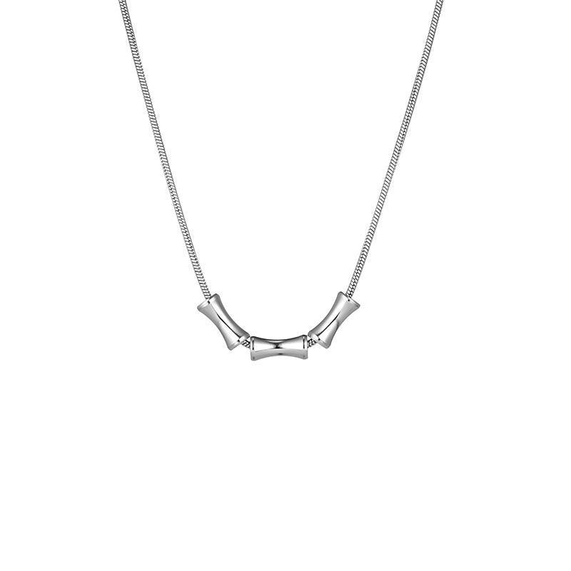 Silver Bamboo Link Necklace
