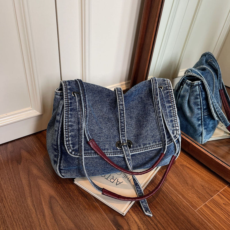 Retro Denim Messenger Bag for Commuters