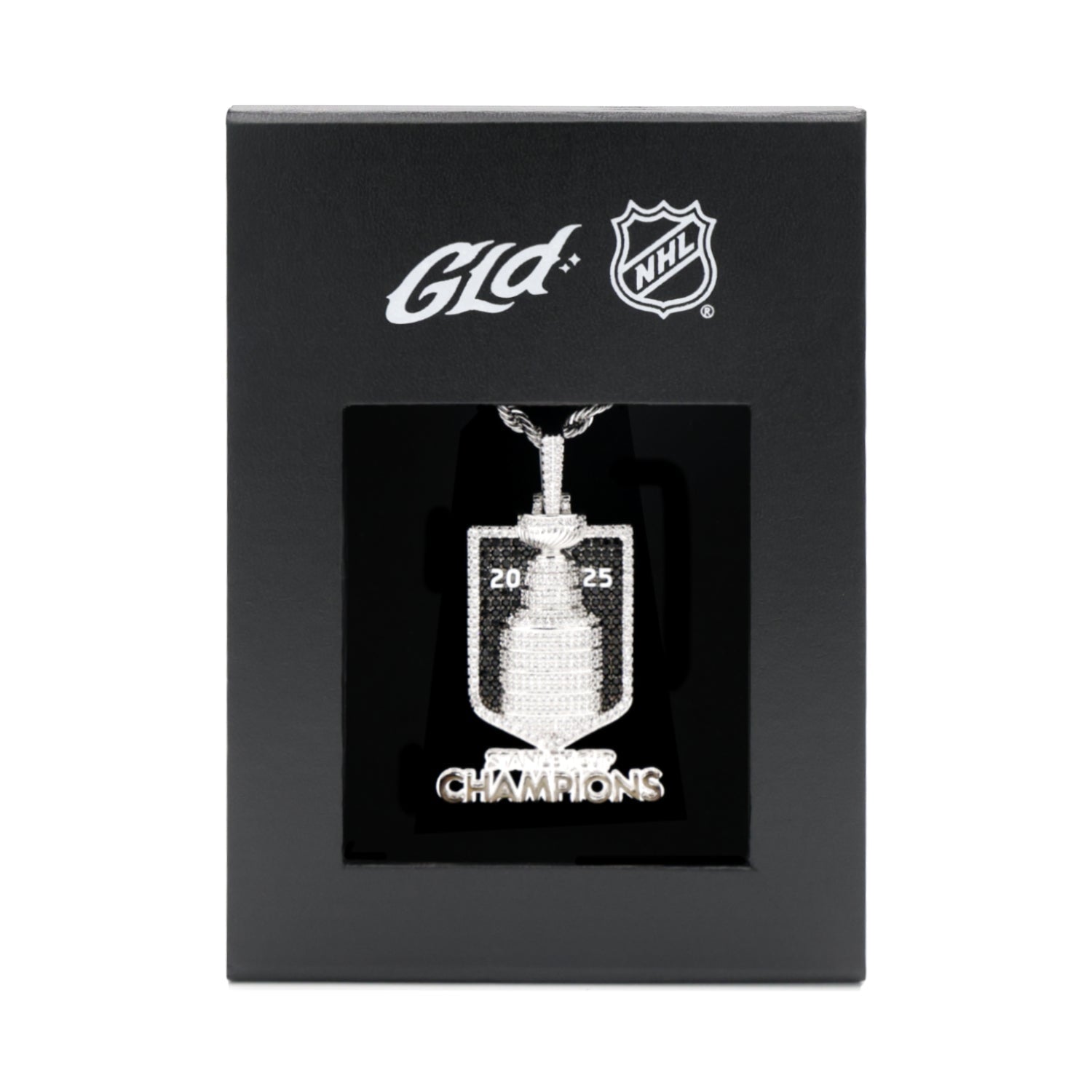 2025 Stanley Cup Official NHL Championship Pendant with 20" Rope Chain in White Gold