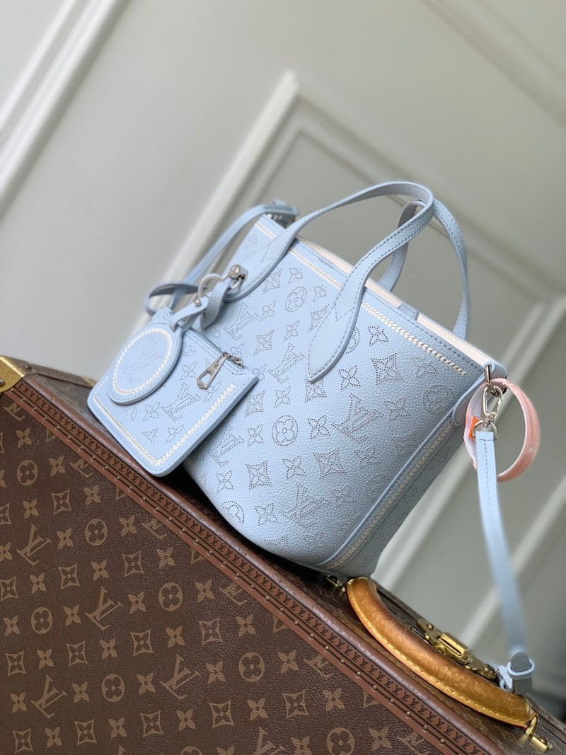 Blue Perforated Small Tote Bag