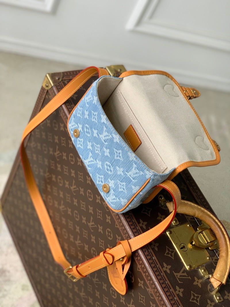 Mini Monogram Denim Satchel Crossbody Bag