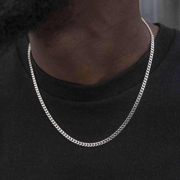 Micro Cuban Chain in White Gold- 3mm