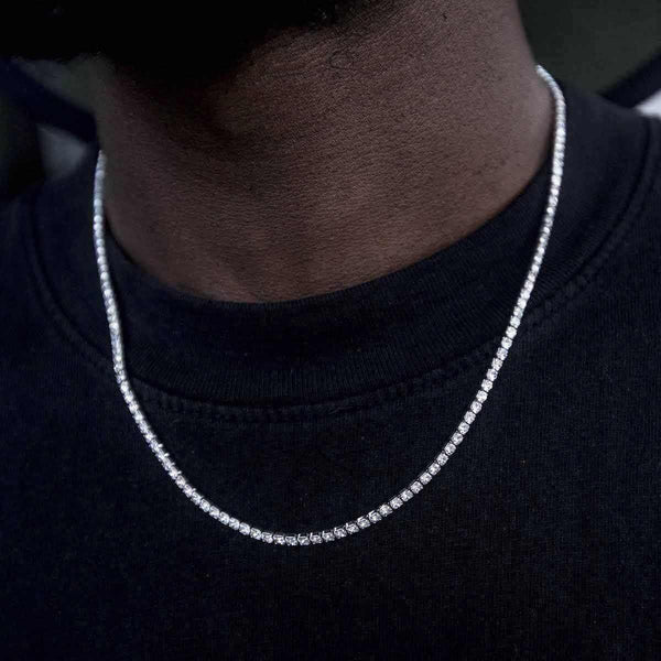 Micro Tennis Chain in White Gold