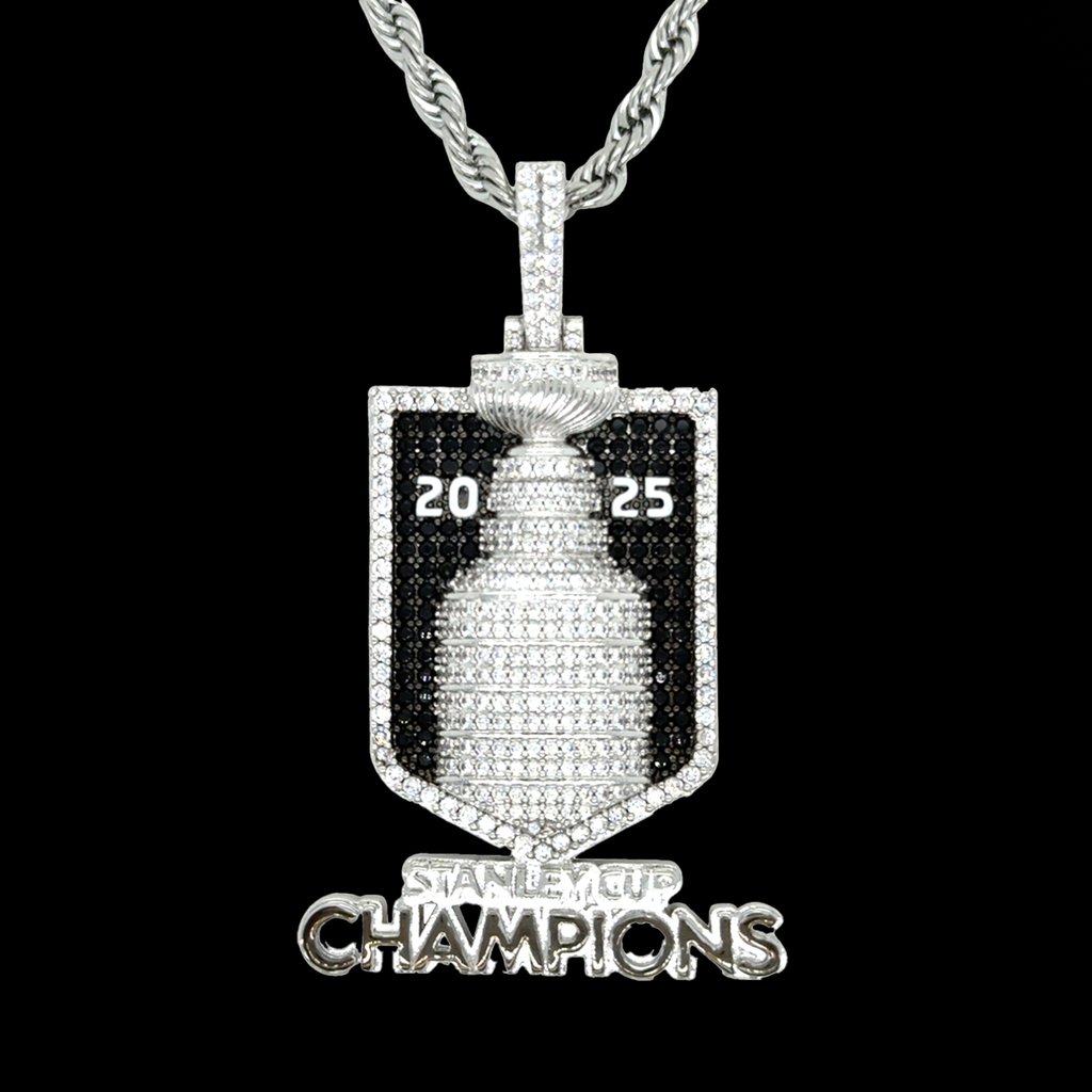 2025 Stanley Cup Official NHL Championship Pendant with 20" Rope Chain in White Gold